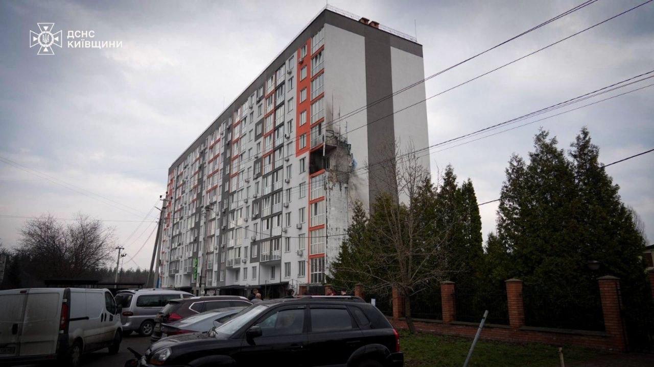 Russian drone hits residential building in Obukhiv near Kyiv